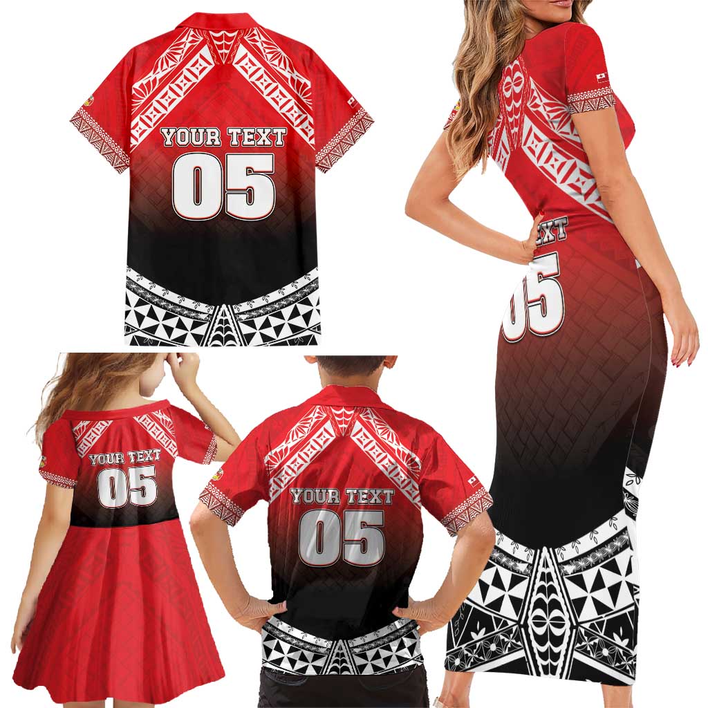 Custom Rugby Tonga MMT Family Matching Short Sleeve Bodycon Dress and Hawaiian Shirt Mana O Tonga LT05 - Polynesian Pride