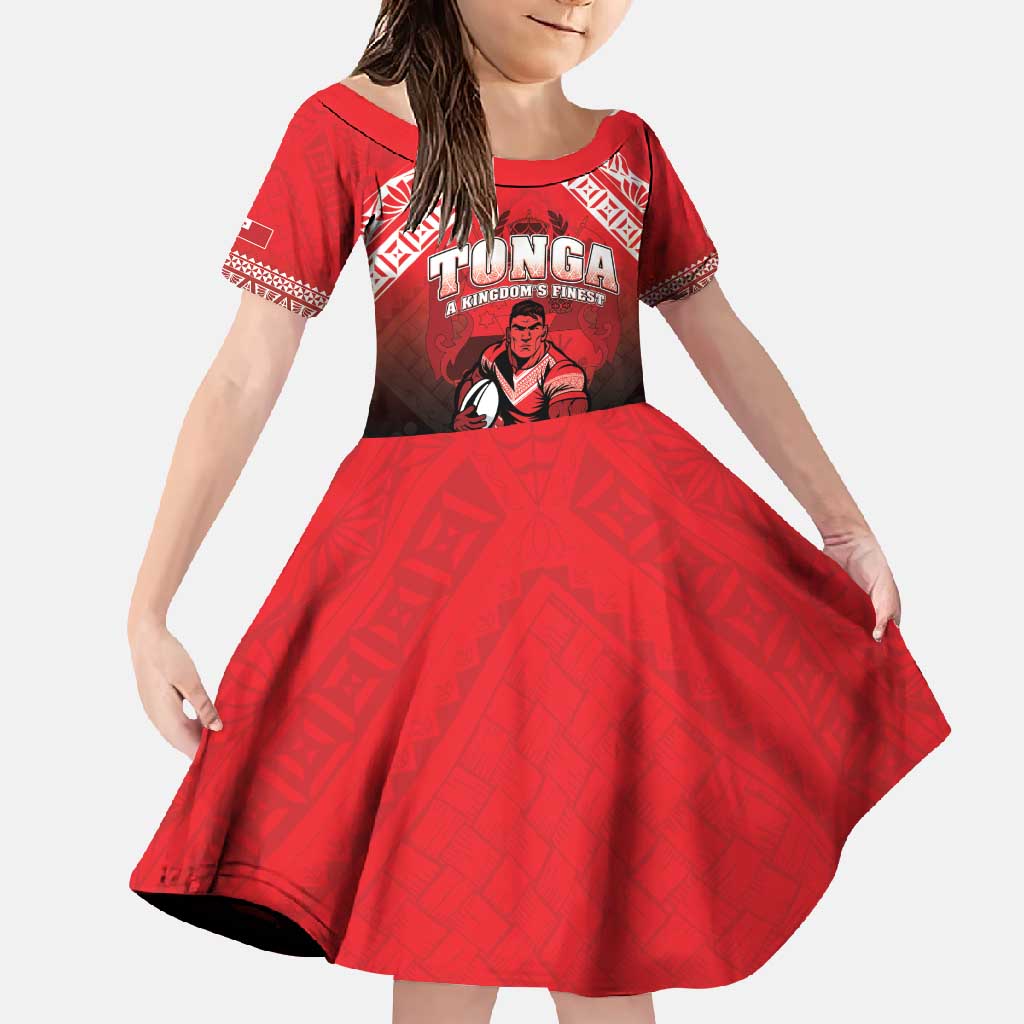 Custom Rugby Tonga MMT Family Matching Summer Maxi Dress and Hawaiian Shirt Mana O Tonga LT05 Daughter's Dress Red - Polynesian Pride