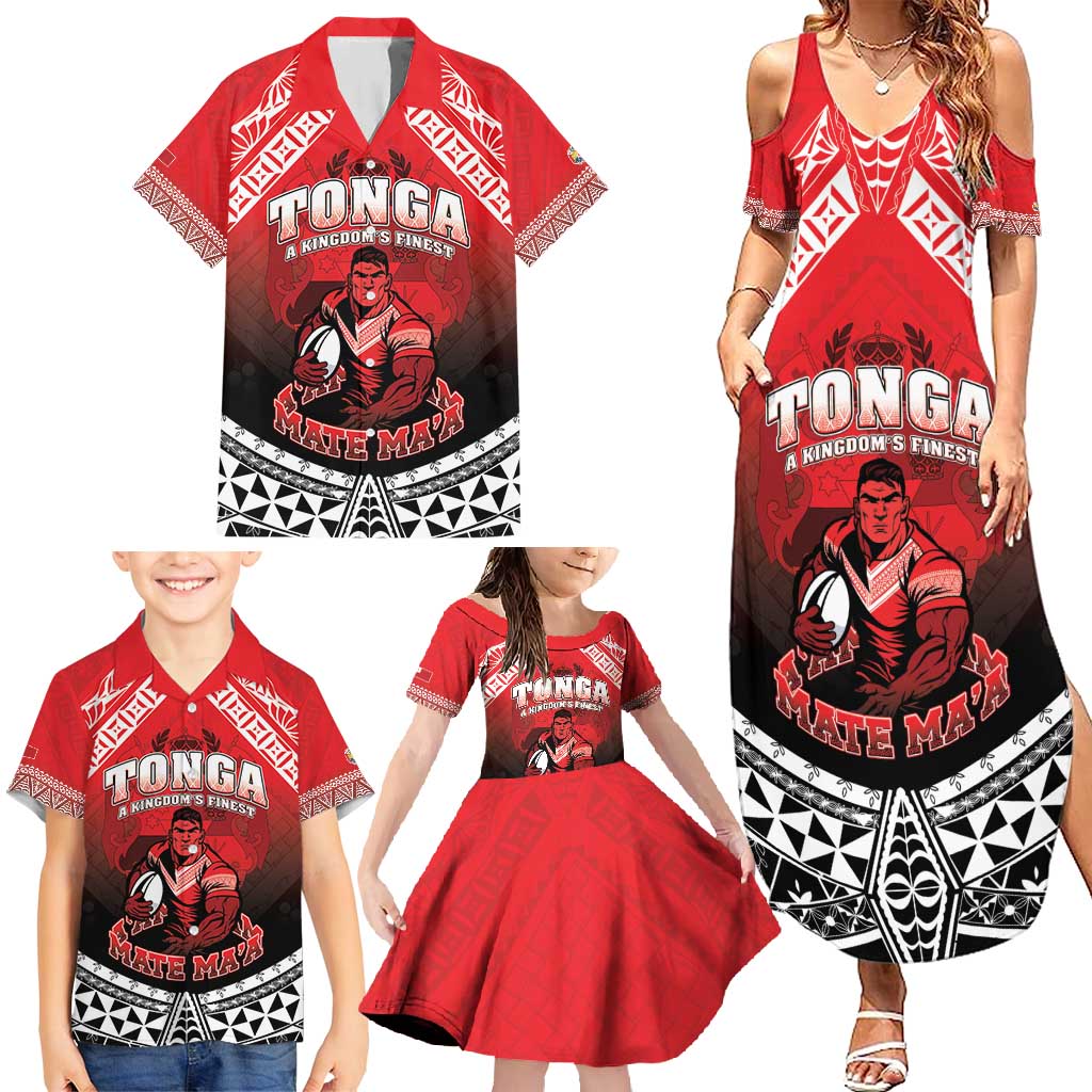 Custom Rugby Tonga MMT Family Matching Summer Maxi Dress and Hawaiian Shirt Mana O Tonga LT05 - Polynesian Pride