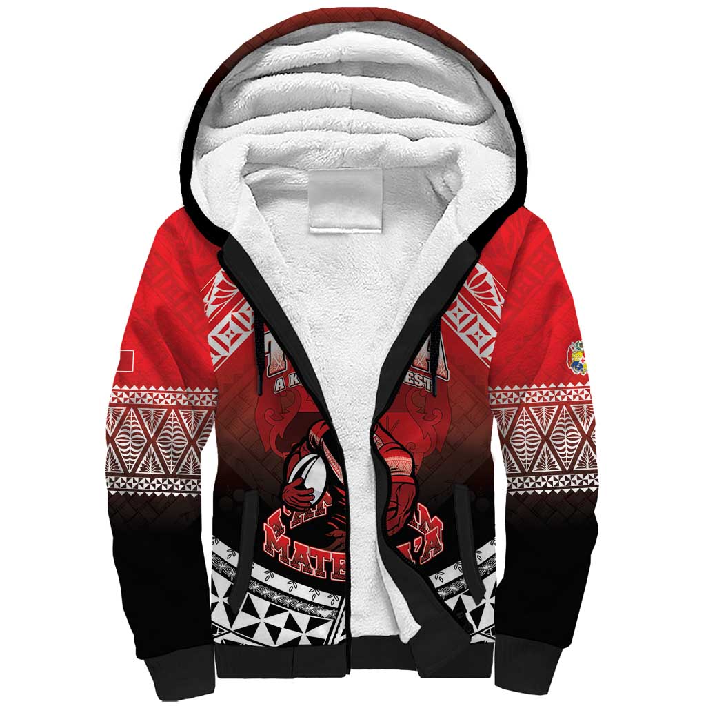 Custom Rugby Tonga MMT Sherpa Hoodie Mana O Tonga LT05 Unisex Red - Polynesian Pride