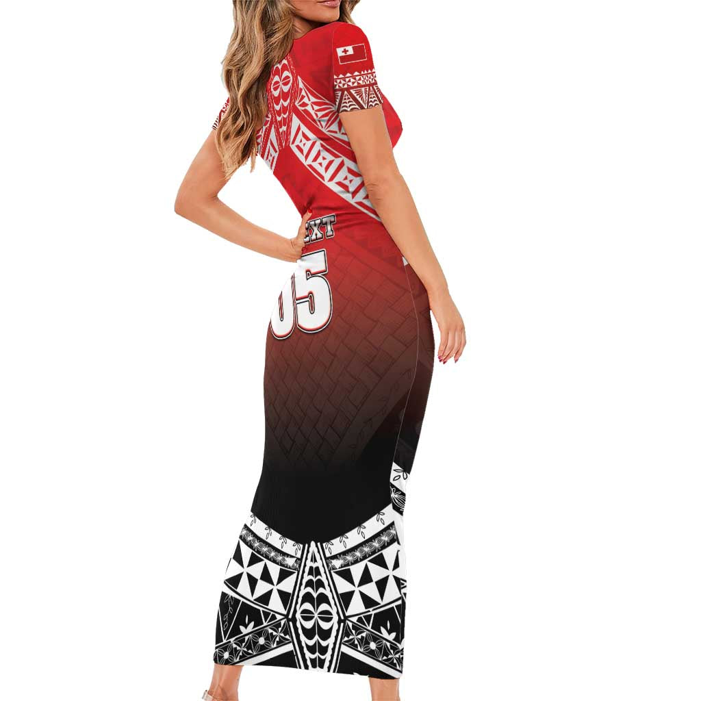 Custom Rugby Tonga MMT Short Sleeve Bodycon Dress Mana O Tonga LT05 - Polynesian Pride