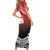 Custom Rugby Tonga MMT Short Sleeve Bodycon Dress Mana O Tonga LT05 - Polynesian Pride