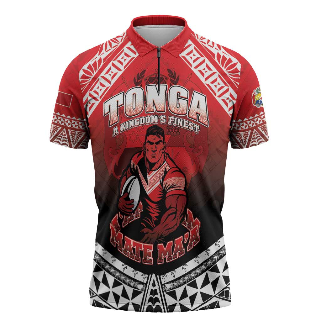 Custom Rugby Tonga MMT Zipper Polo Shirt Mana O Tonga LT05 Red - Polynesian Pride