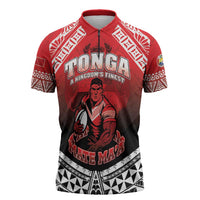 Custom Rugby Tonga MMT Zipper Polo Shirt Mana O Tonga LT05 Red - Polynesian Pride