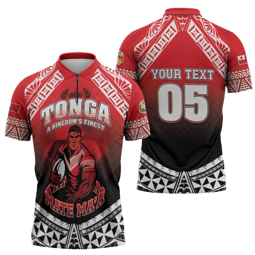 Custom Rugby Tonga MMT Zipper Polo Shirt Mana O Tonga LT05 - Polynesian Pride
