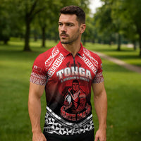 Custom Rugby Tonga MMT Zipper Polo Shirt Mana O Tonga LT05 - Polynesian Pride