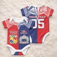 Custom Rugby Samoa And Tonga Baby Onesie Toa Samoa With Mate Maa LT05 - Polynesian Pride
