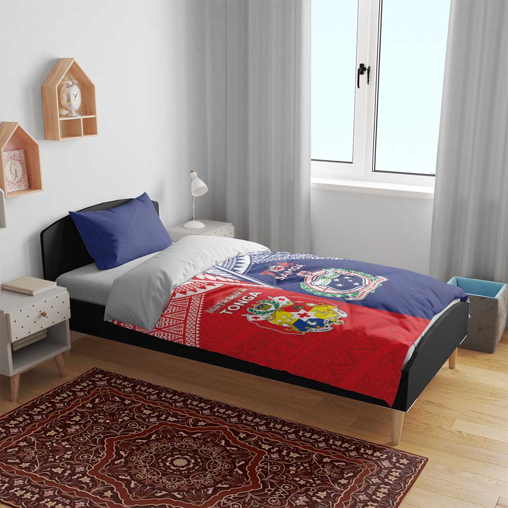 Rugby Samoa And Tonga Bedding Set Toa Samoa With Mate Maa - Polynesian Pride
