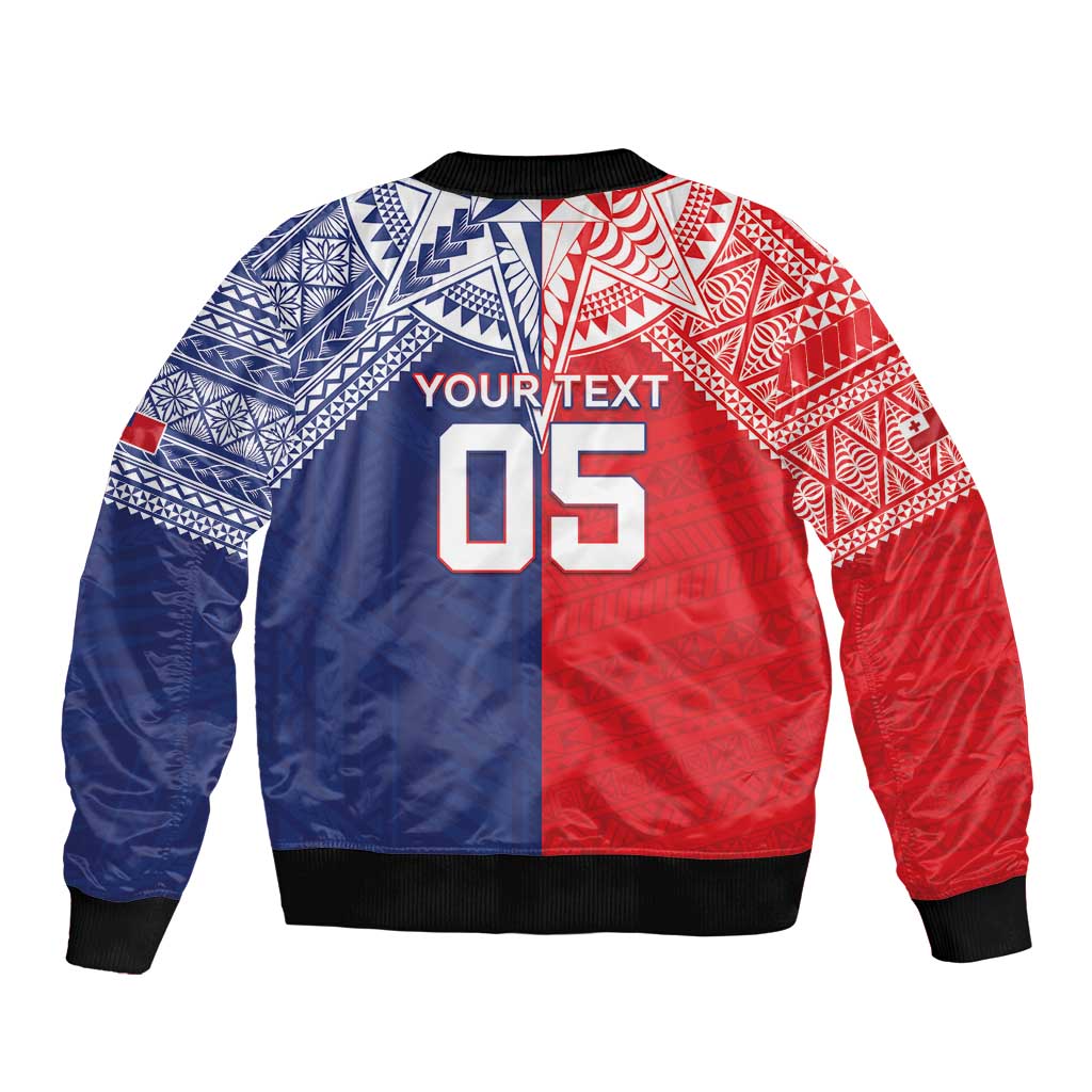Custom Rugby Samoa And Tonga Bomber Jacket Toa Samoa With Mate Maa - Polynesian Pride