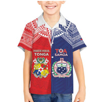 Custom Rugby Samoa And Tonga Family Matching Mermaid Dress and Hawaiian Shirt Toa Samoa With Mate Maa LT05 Son's Shirt Multicolor - Polynesian Pride