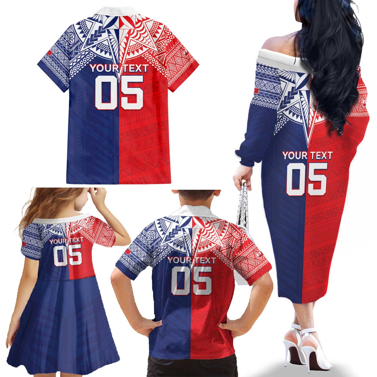 Custom Rugby Samoa And Tonga Family Matching Off The Shoulder Long Sleeve Dress and Hawaiian Shirt Toa Samoa With Mate Maa LT05 - Polynesian Pride
