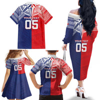 Custom Rugby Samoa And Tonga Family Matching Off The Shoulder Long Sleeve Dress and Hawaiian Shirt Toa Samoa With Mate Maa LT05 - Polynesian Pride