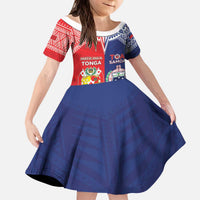 Custom Rugby Samoa And Tonga Kid Short Sleeve Dress Toa Samoa With Mate Maa LT05 KID Multicolor - Polynesian Pride