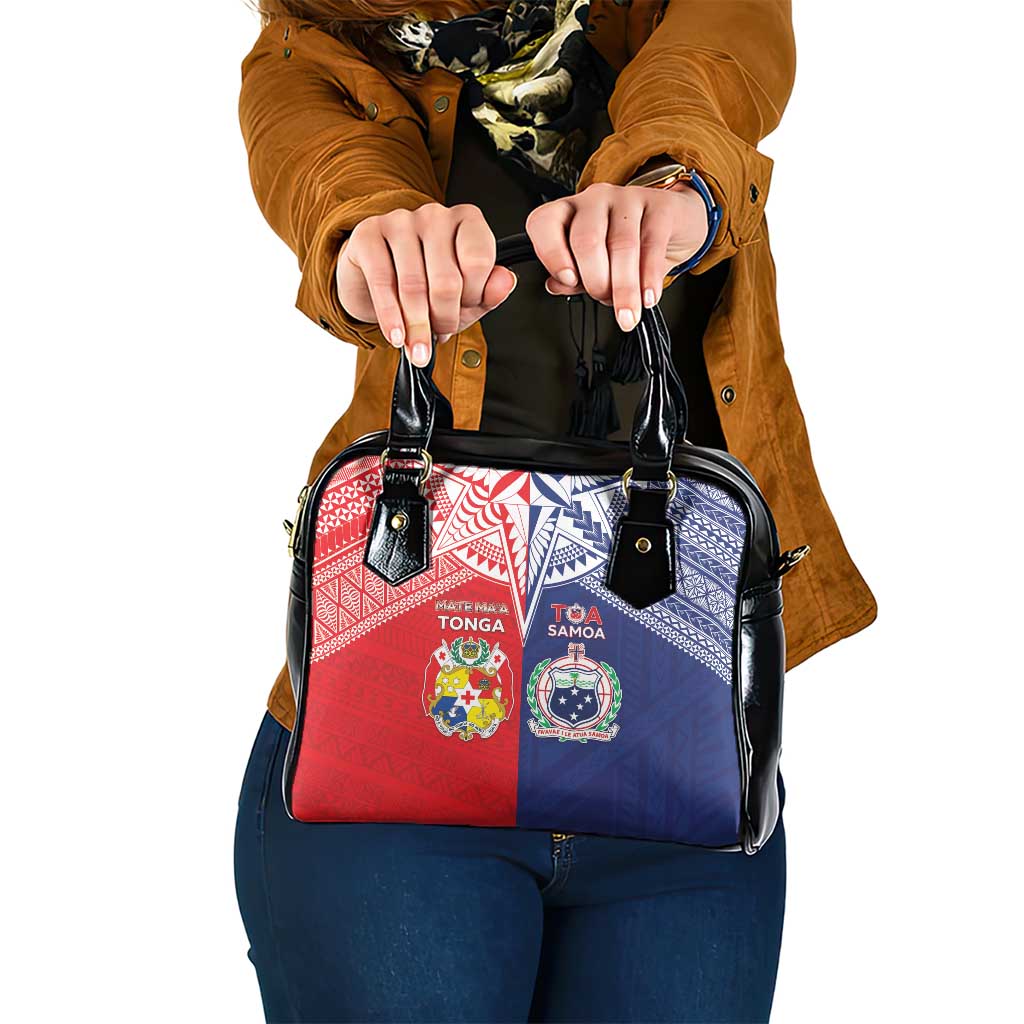 Rugby Samoa And Tonga Shoulder Handbag Toa Samoa With Mate Maa - Polynesian Pride