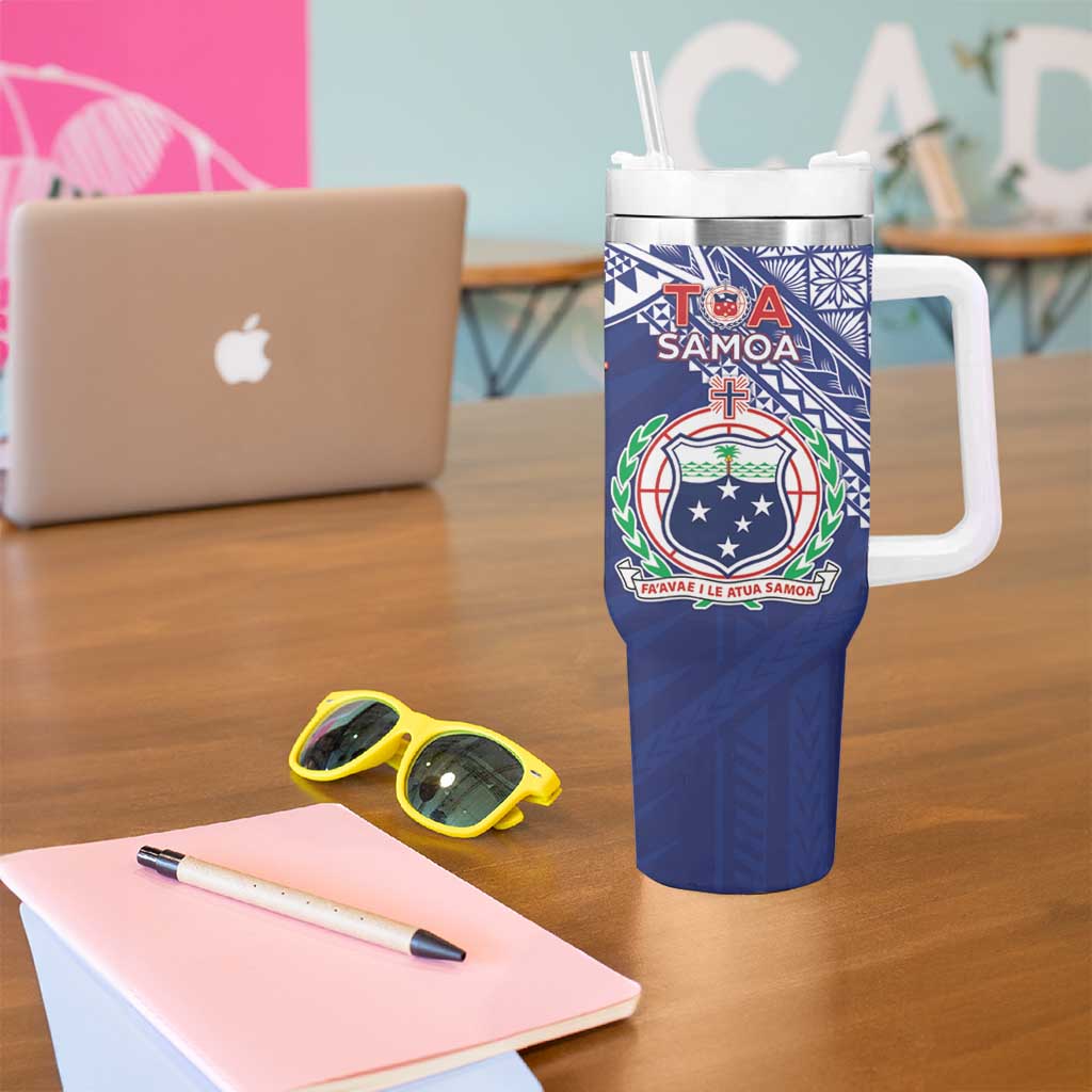 Custom Rugby Samoa And Tonga Tumbler With Handle Toa Samoa With Mate Maa - Polynesian Pride