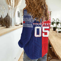 Custom Rugby Samoa And Tonga Women Casual Shirt Toa Samoa With Mate Maa LT05 - Polynesian Pride