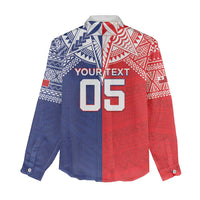 Custom Rugby Samoa And Tonga Women Casual Shirt Toa Samoa With Mate Maa LT05 - Polynesian Pride