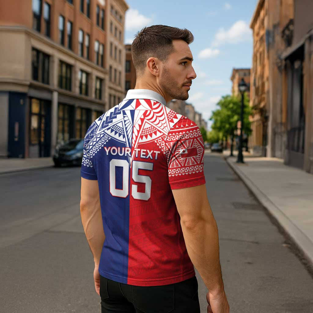 Custom Rugby Samoa And Tonga Zipper Polo Shirt Toa Samoa With Mate Maa LT05 - Polynesian Pride
