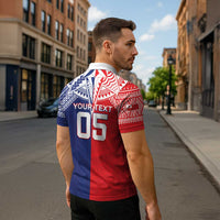Custom Rugby Samoa And Tonga Zipper Polo Shirt Toa Samoa With Mate Maa LT05 - Polynesian Pride