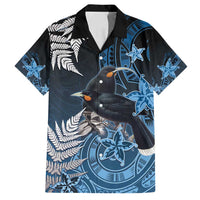 New Zealand Huia Bird Family Matching Long Sleeve Bodycon Dress and Hawaiian Shirt Aotearoa Maori Pattern LT05 Dad's Shirt - Short Sleeve Navy - Polynesian Pride