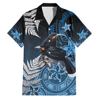 New Zealand Huia Bird Family Matching Mermaid Dress and Hawaiian Shirt Aotearoa Maori Pattern LT05 Dad's Shirt - Short Sleeve Navy - Polynesian Pride