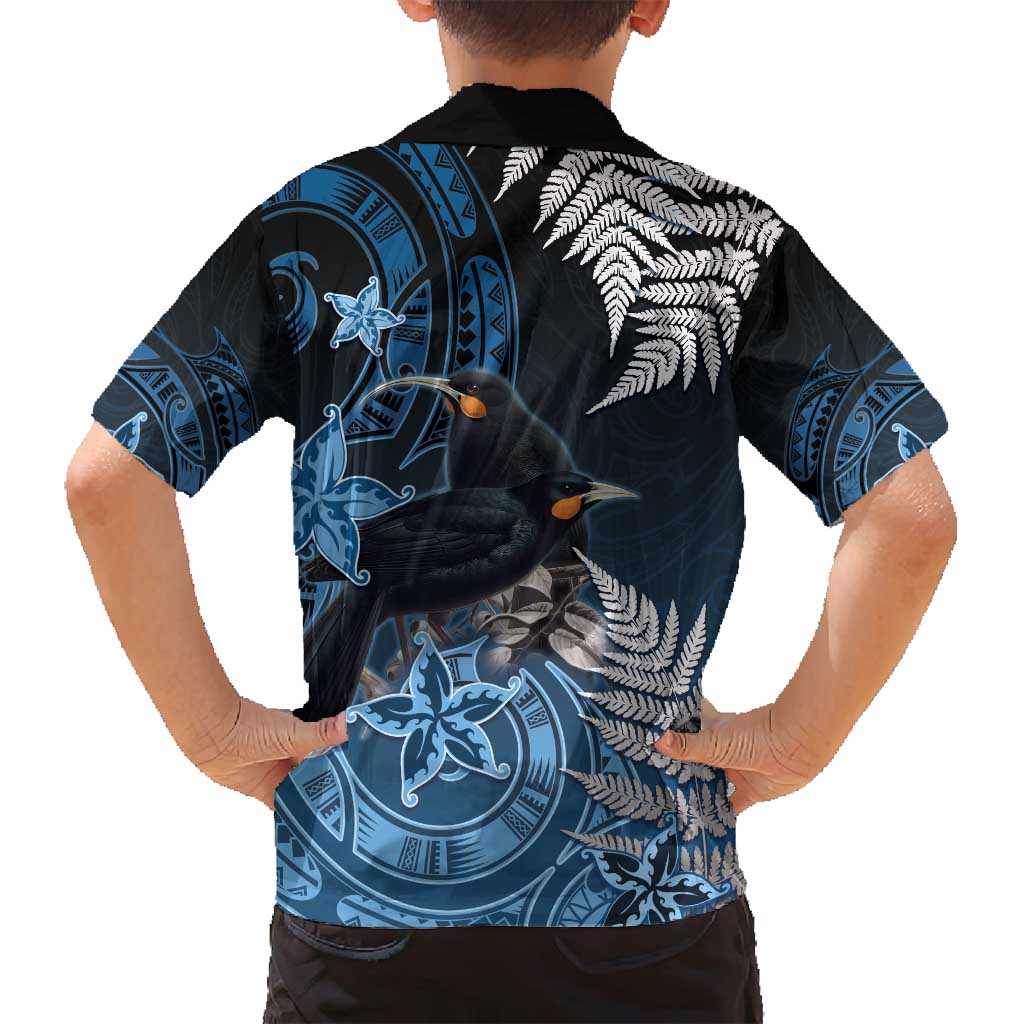 New Zealand Huia Bird Family Matching Off Shoulder Maxi Dress and Hawaiian Shirt Aotearoa Maori Pattern LT05 - Polynesian Pride