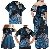New Zealand Huia Bird Family Matching Off Shoulder Maxi Dress and Hawaiian Shirt Aotearoa Maori Pattern LT05 - Polynesian Pride