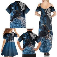 New Zealand Huia Bird Family Matching Summer Maxi Dress and Hawaiian Shirt Aotearoa Maori Pattern LT05 - Polynesian Pride
