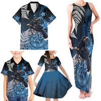 New Zealand Huia Bird Family Matching Tank Maxi Dress and Hawaiian Shirt Aotearoa Maori Pattern LT05 - Polynesian Pride