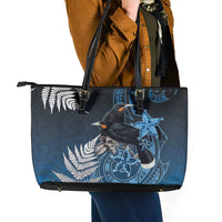 New Zealand Huia Bird Leather Tote Bag Aotearoa Maori Pattern LT05 - Polynesian Pride