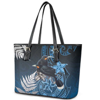 New Zealand Huia Bird Leather Tote Bag Aotearoa Maori Pattern LT05 - Polynesian Pride