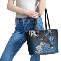 New Zealand Huia Bird Leather Tote Bag Aotearoa Maori Pattern LT05 - Polynesian Pride