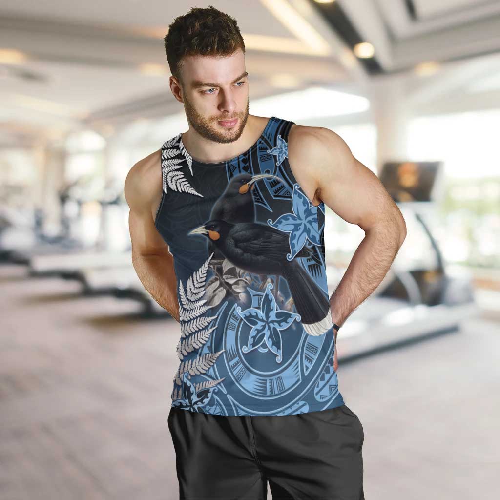 New Zealand Huia Bird Men Tank Top Aotearoa Maori Pattern