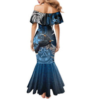 New Zealand Huia Bird Mermaid Dress Aotearoa Maori Pattern LT05 - Polynesian Pride
