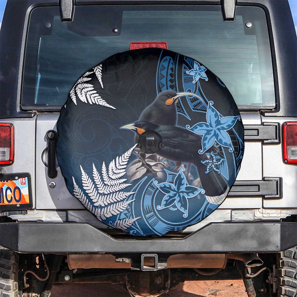 New Zealand Huia Bird Spare Tire Cover Aotearoa Maori Pattern LT05 Navy - Polynesian Pride
