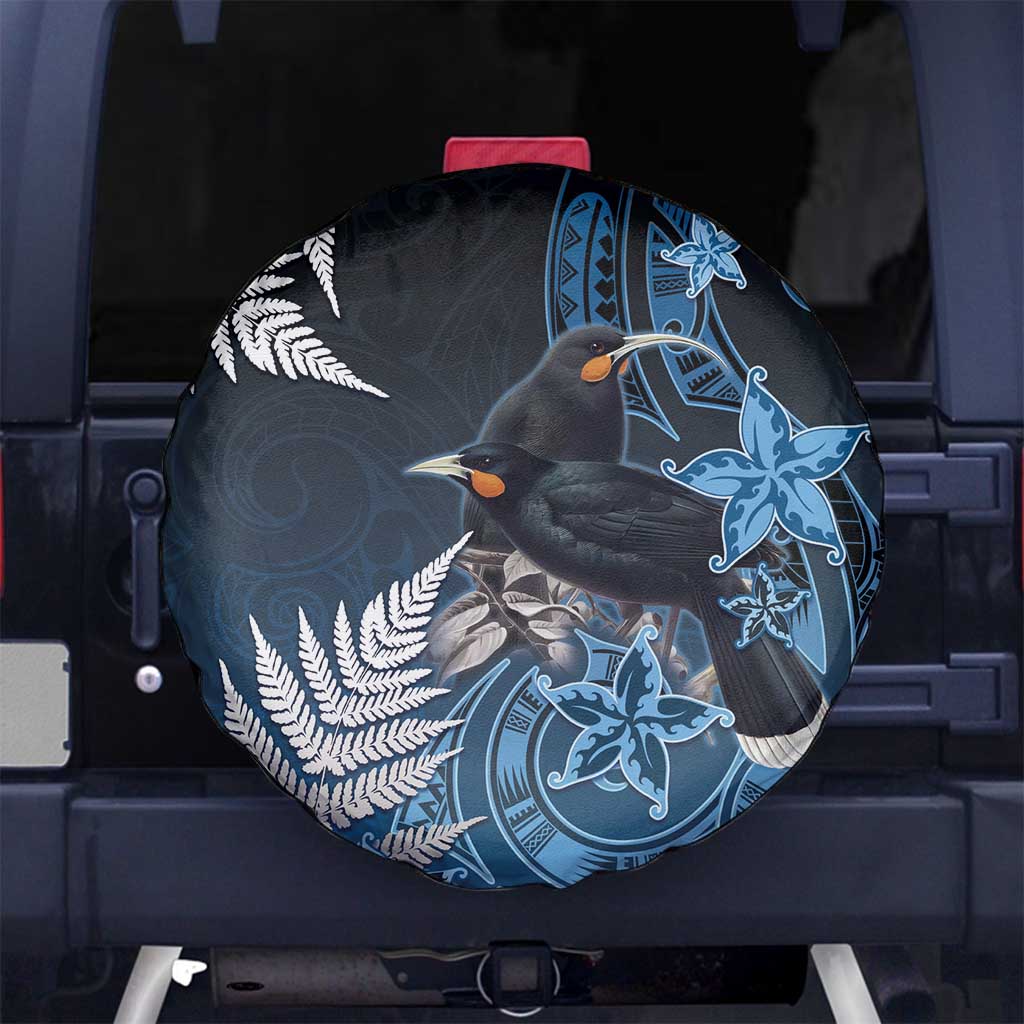 New Zealand Huia Bird Spare Tire Cover Aotearoa Maori Pattern LT05 No hole Navy - Polynesian Pride