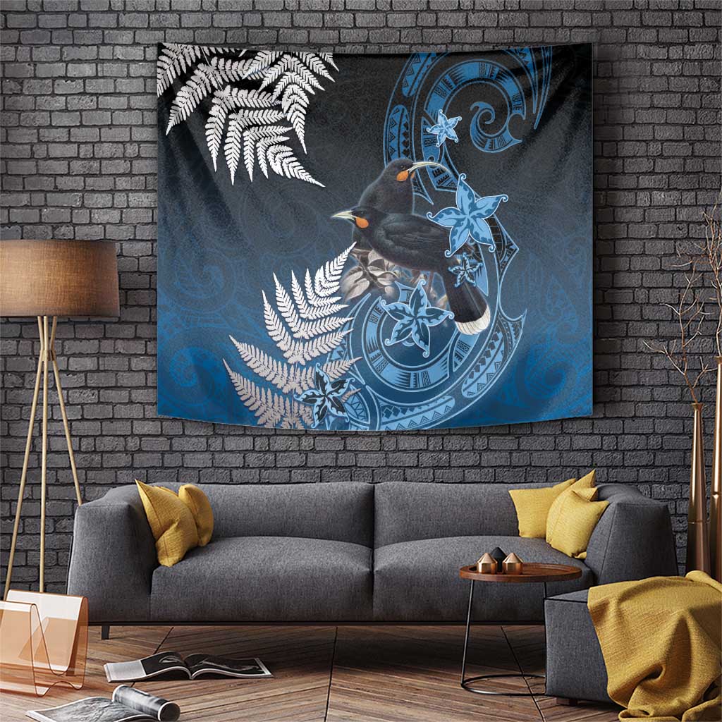 New Zealand Huia Bird Tapestry Aotearoa Maori Pattern LT05 Navy - Polynesian Pride