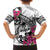 Guam Chamorro Family Matching Off Shoulder Maxi Dress and Hawaiian Shirt Bougainvillea White Polynesian Tribal Pattern