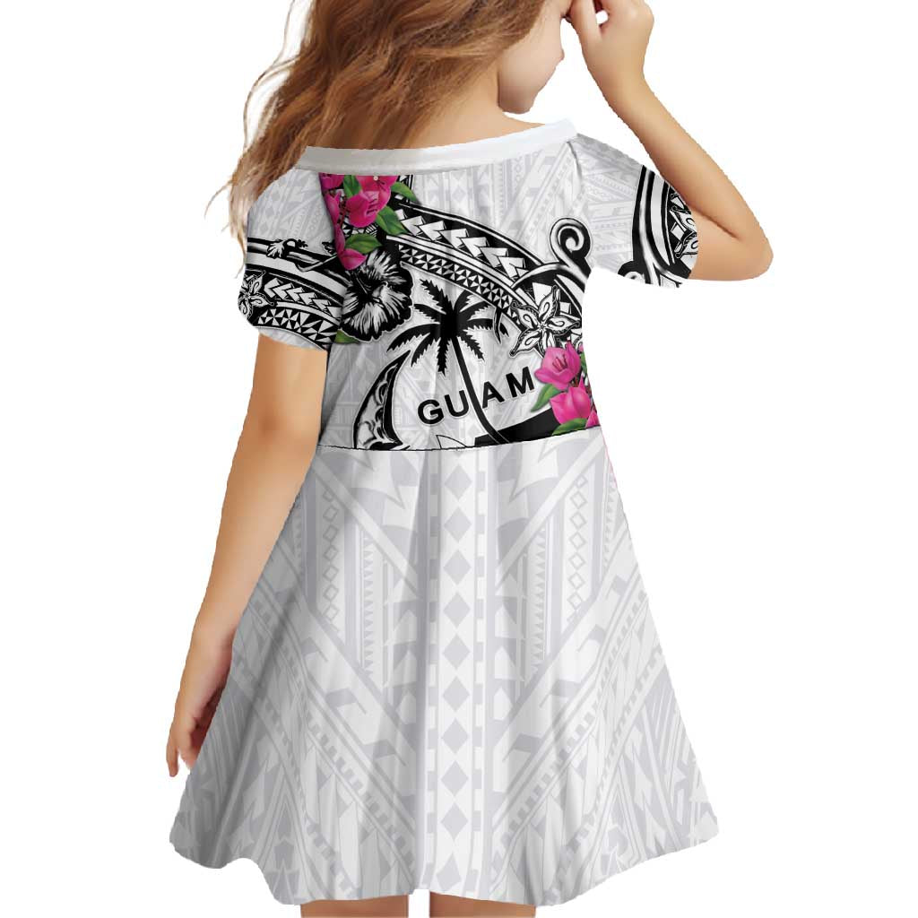 Guam Chamorro Family Matching Off Shoulder Maxi Dress and Hawaiian Shirt Bougainvillea White Polynesian Tribal Pattern LT05 - Polynesian Pride