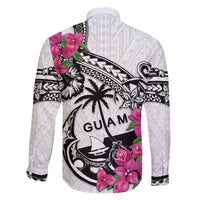 Guam Chamorro Family Matching Off Shoulder Maxi Dress and Hawaiian Shirt Bougainvillea White Polynesian Tribal Pattern LT05 - Polynesian Pride
