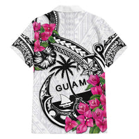 Guam Chamorro Family Matching Tank Maxi Dress and Hawaiian Shirt Bougainvillea White Polynesian Tribal Pattern LT05 - Polynesian Pride