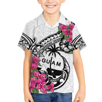 Guam Chamorro Family Matching Tank Maxi Dress and Hawaiian Shirt Bougainvillea White Polynesian Tribal Pattern LT05 Son's Shirt White - Polynesian Pride