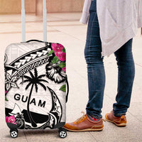 Guam Chamorro Luggage Cover Bougainvillea White Polynesian Tribal Pattern LT05 White - Polynesian Pride