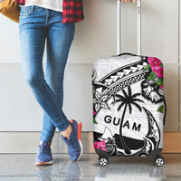 Guam Chamorro Luggage Cover Bougainvillea White Polynesian Tribal Pattern LT05 - Polynesian Pride