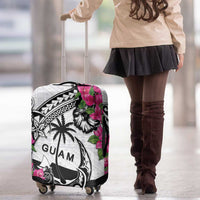 Guam Chamorro Luggage Cover Bougainvillea White Polynesian Tribal Pattern LT05 - Polynesian Pride