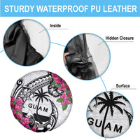 Guam Chamorro Spare Tire Cover Bougainvillea White Polynesian Tribal Pattern