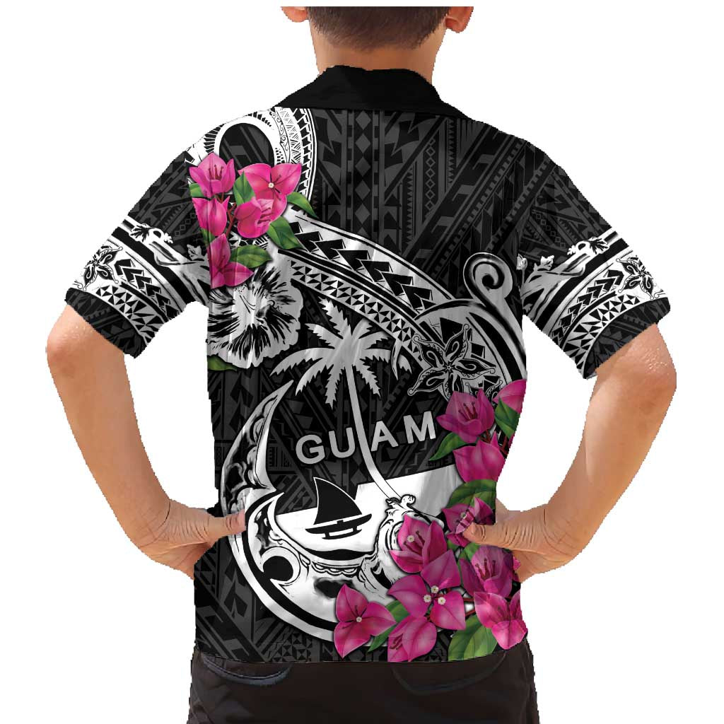 Guam Chamorro Family Matching Mermaid Dress and Hawaiian Shirt Bougainvillea Black Polynesian Tribal Pattern LT05 - Polynesian Pride