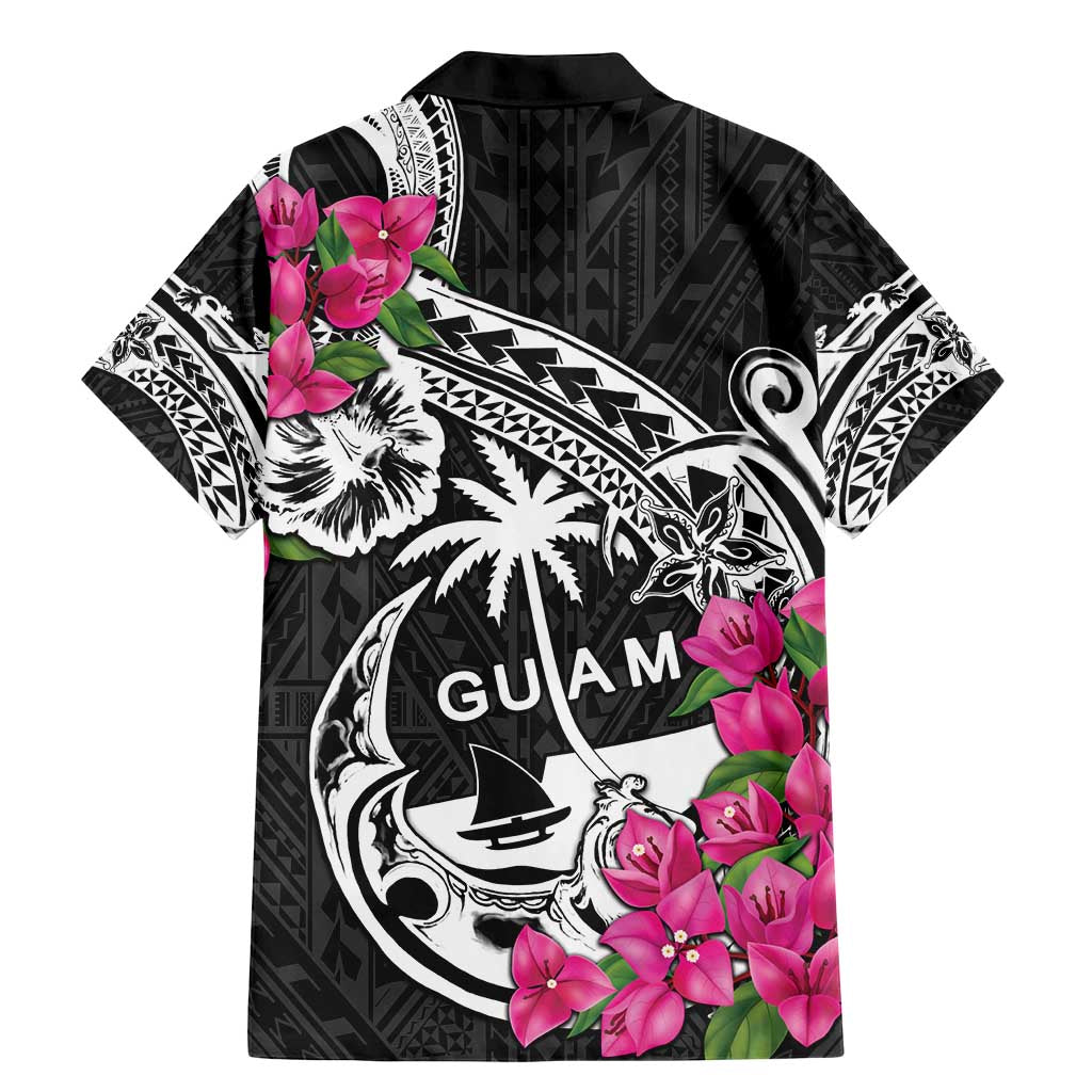 Guam Chamorro Family Matching Mermaid Dress and Hawaiian Shirt Bougainvillea Black Polynesian Tribal Pattern LT05 - Polynesian Pride