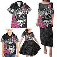 Guam Chamorro Family Matching Puletasi and Hawaiian Shirt Bougainvillea Black Polynesian Tribal Pattern LT05 - Polynesian Pride