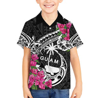 Guam Chamorro Family Matching Tank Maxi Dress and Hawaiian Shirt Bougainvillea Black Polynesian Tribal Pattern LT05 Son's Shirt Black - Polynesian Pride